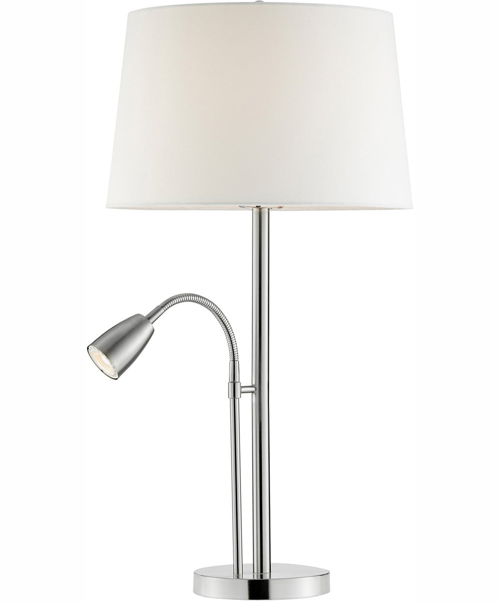 Nanette 1-Light 2 Pack-Table Lamp With Reading Brushed Nickel/White Linen