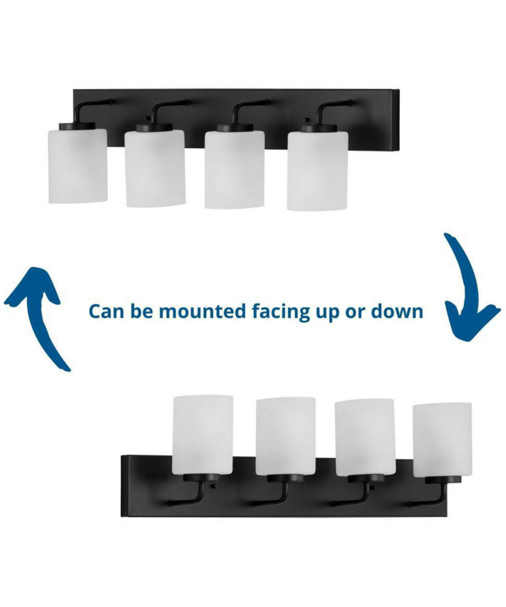 Merry 4-Light Etched Glass Transitional Style Bath Vanity Wall Light Matte Black