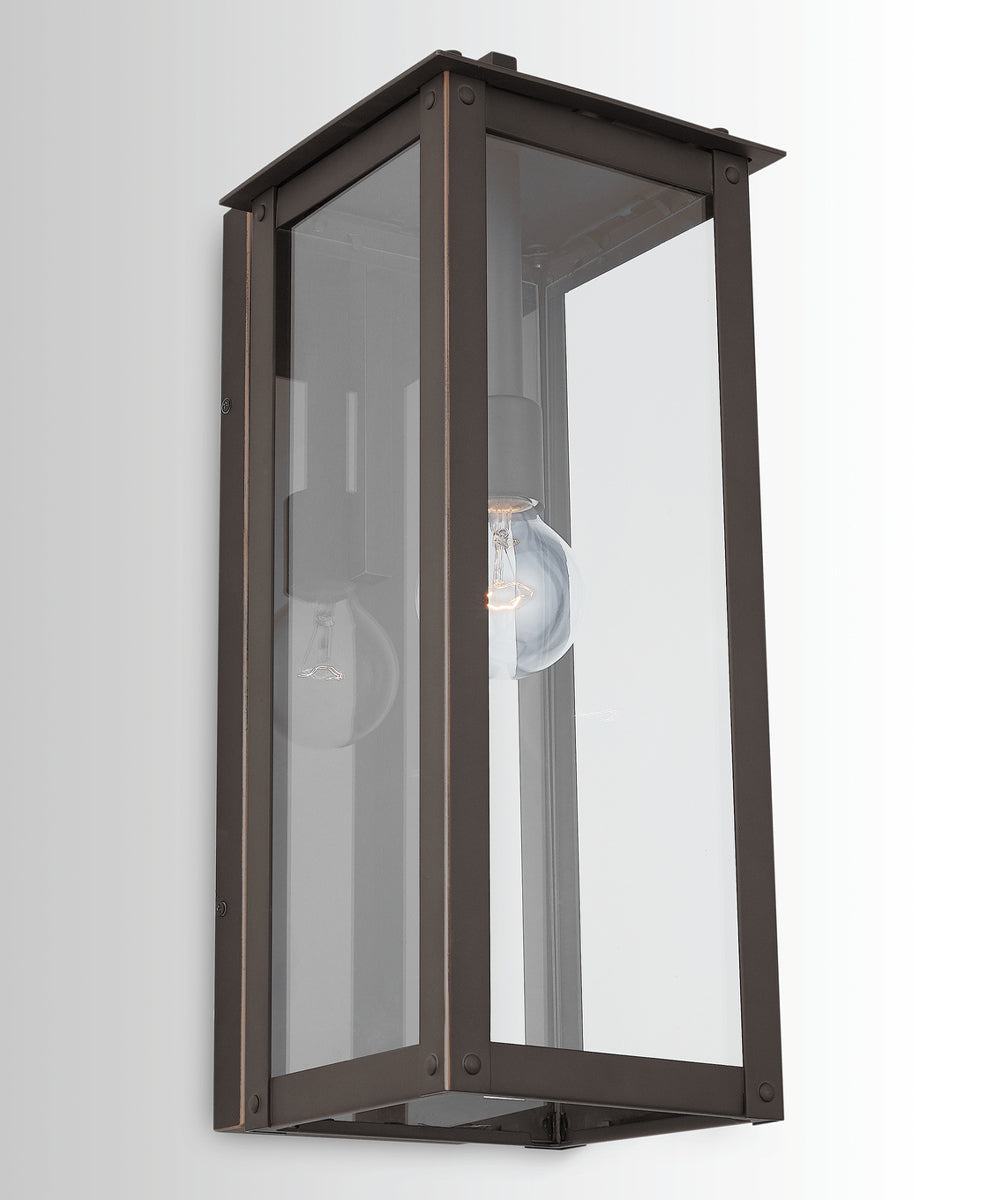 Hunt 1-Light Outdoor Wall Mount Rain or Shine - Oiled Bronze with Clear Glass