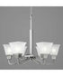 Clifton Heights 6-Light Etched Glass Craftsman Chandelier Light Brushed Nickel