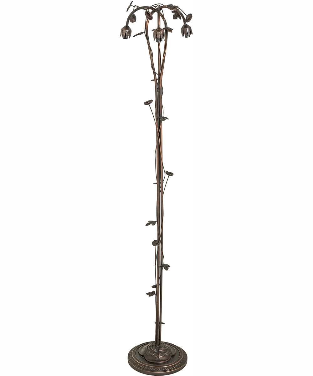 58" High Stained Glass Pond Lily 3 Light Floor Lamp