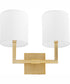 BOLERO 2-light Wall Mount Light Fixture Aged Brass w/ White Linen