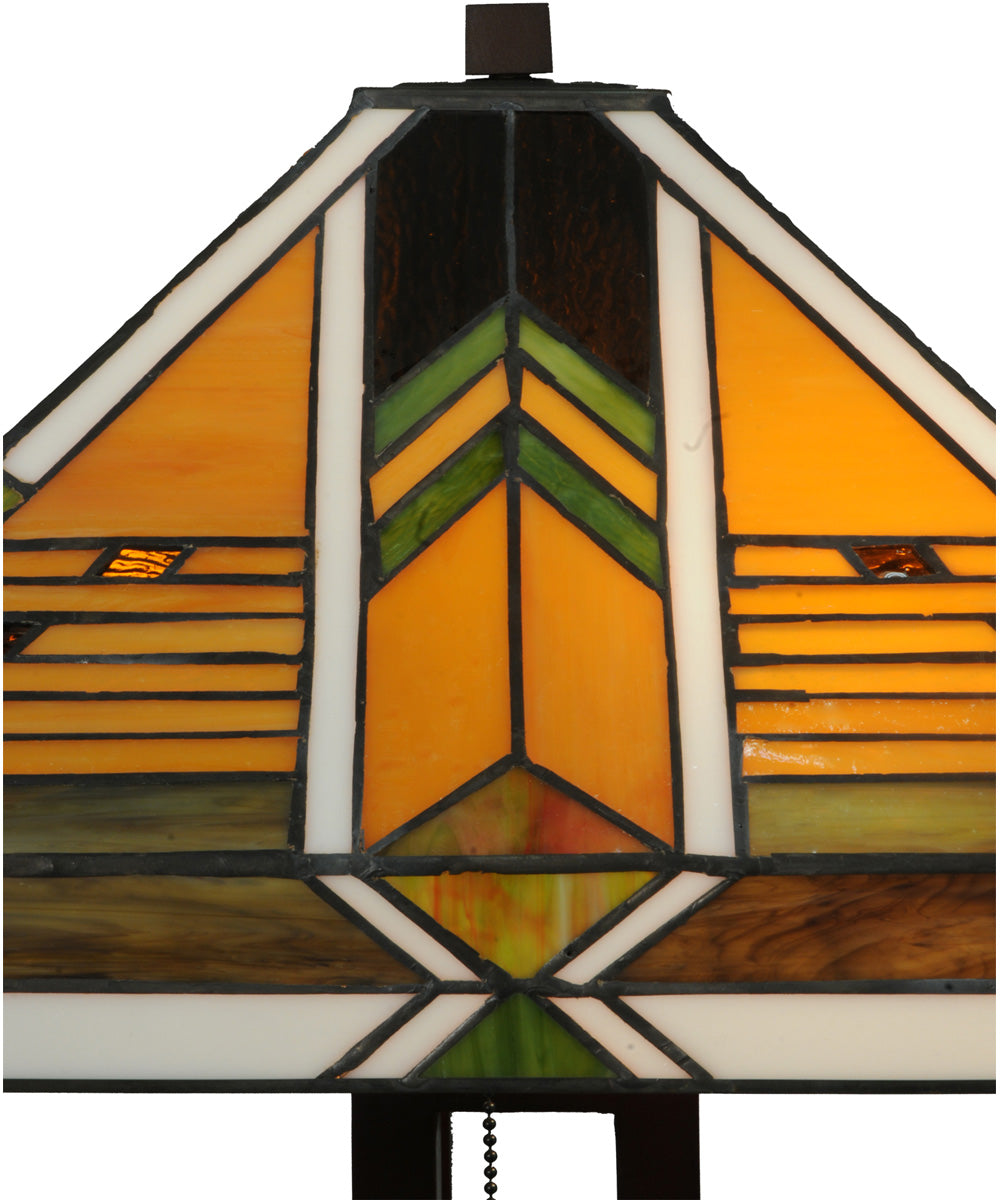 24"H Abilene  2-Light Tiffany Table Lamp Brown