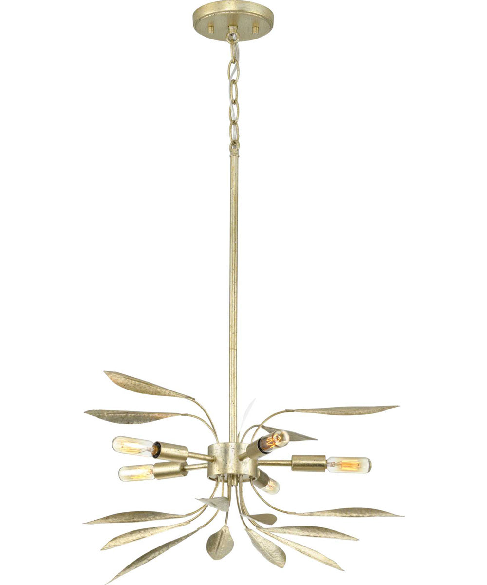 Mariposa 5-Light Convertible Semi-Flush Ceiling or Hanging Pendant Light Gilded Silver