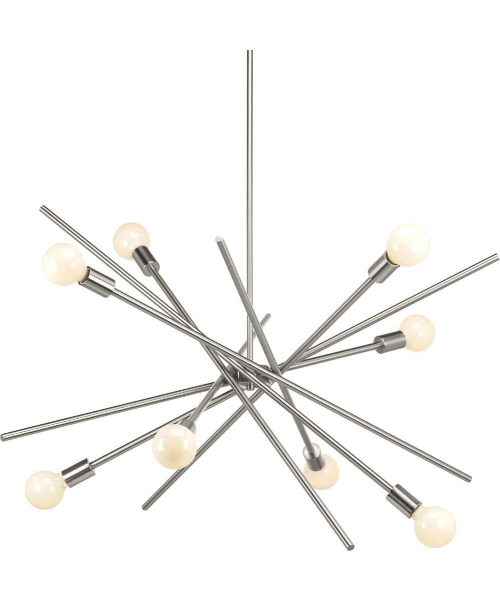 Astra 8-Light Mid-Century Modern Chandelier Light Brushed Nickel