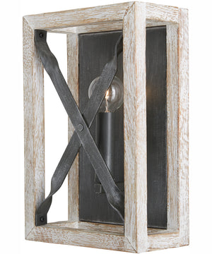 Remi 1-Light Sconce Brushed White Wash and Nordic Iron