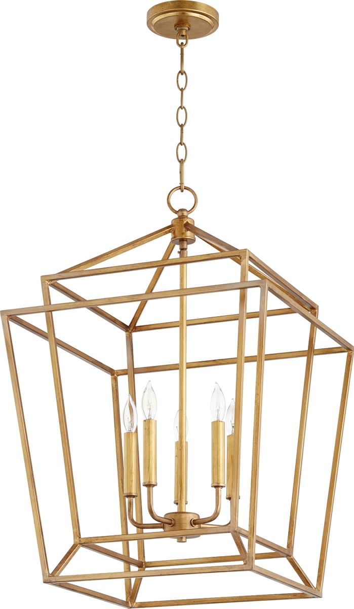 18"W Monument 5-light Entry Foyer Hall Chandelier Gold Leaf
