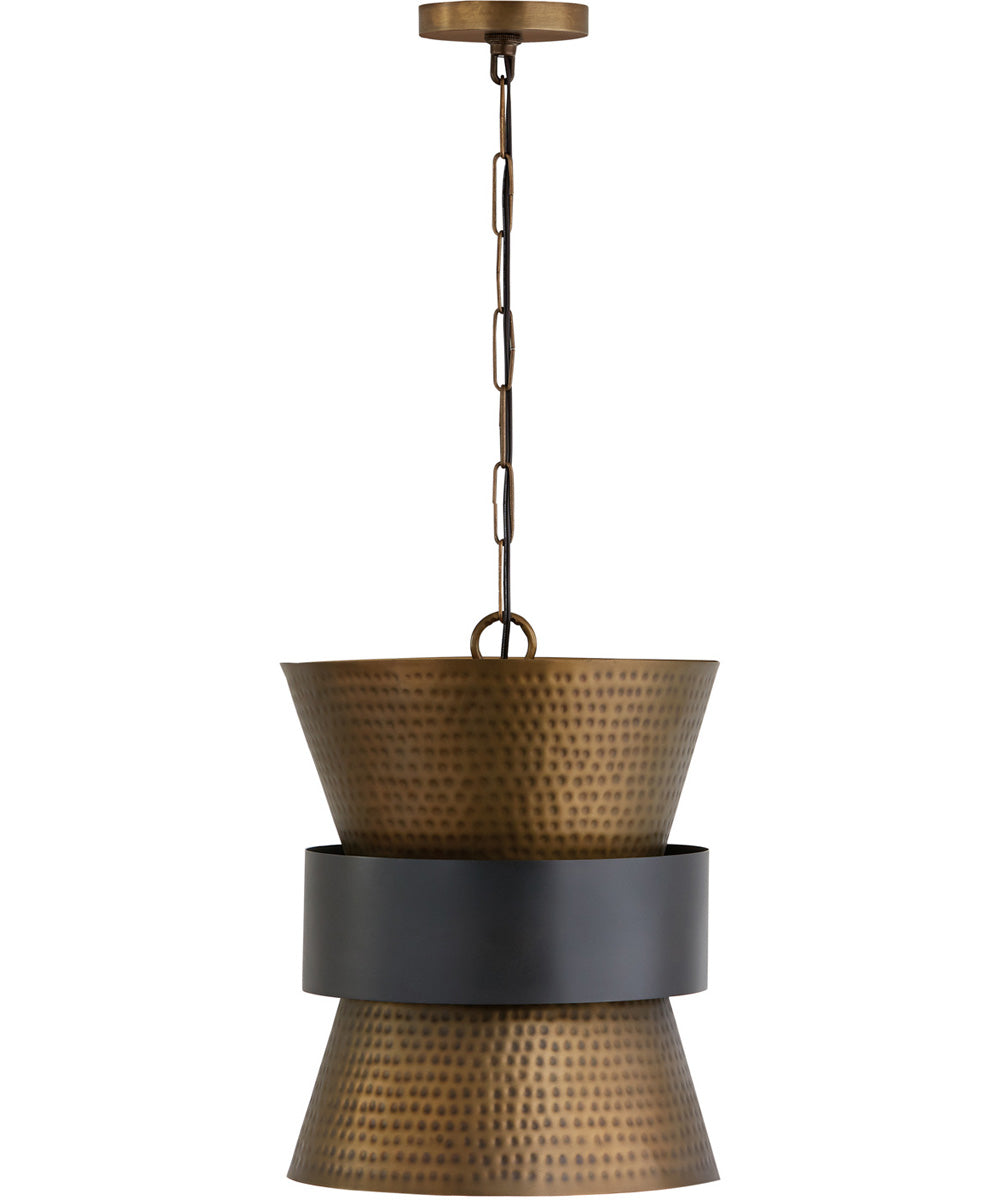 1-Light Pendant In Patinaed Brass And Dark Zinc