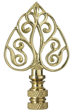 Polished Brass Filigree Arrow Lamp Finial with Polished Brass Base 2.75"h