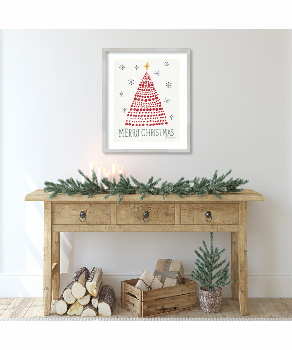 Merry Christmas Crop by Michael Mullan Wood Framed Wall Art Print (21  W x 25  H), Svelte Silver Frame