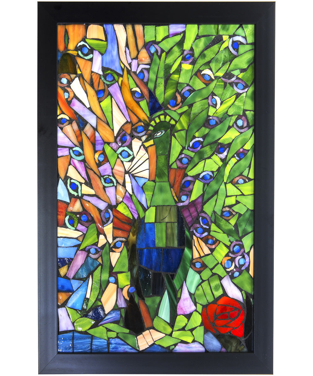 Peacock Mosaic Art Glass Wall Panel