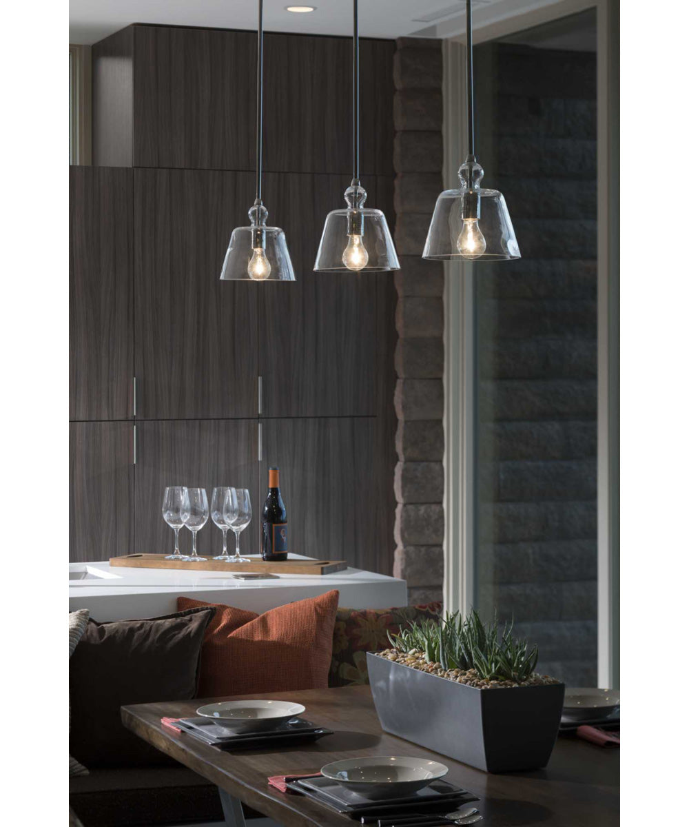 Clear Glass 1-Light Coastal Mini-Pendant Light Polished Nickel