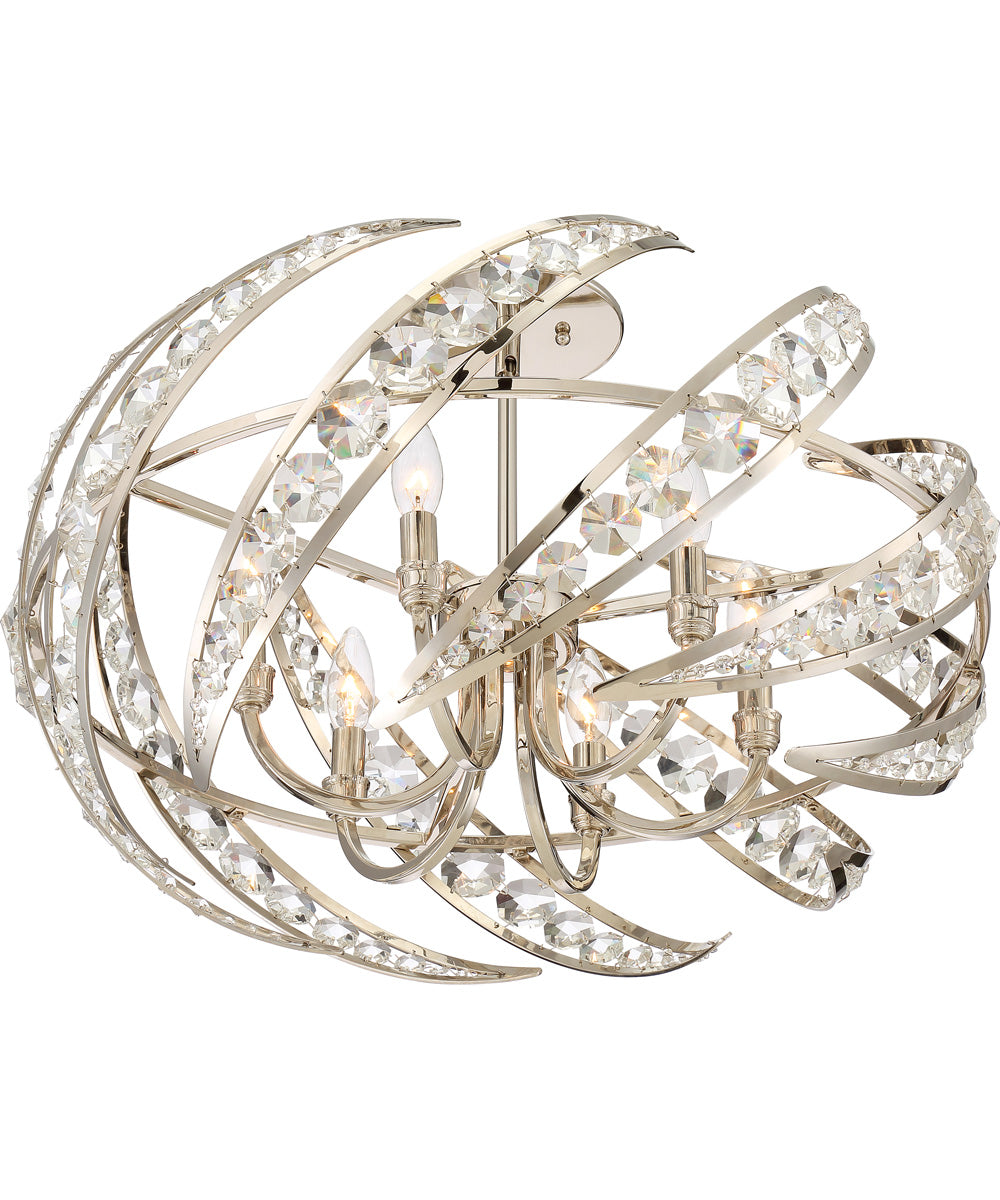 Crescent 6-light Semi Flush Mount Polished Nickel