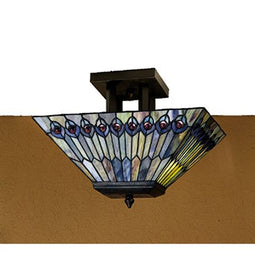 10"W Jeweled Peacock Semi-Flush Mount