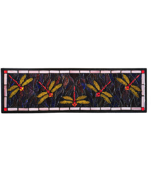 27" X 8.75"H Three Dragonfly Stained Glass Window
