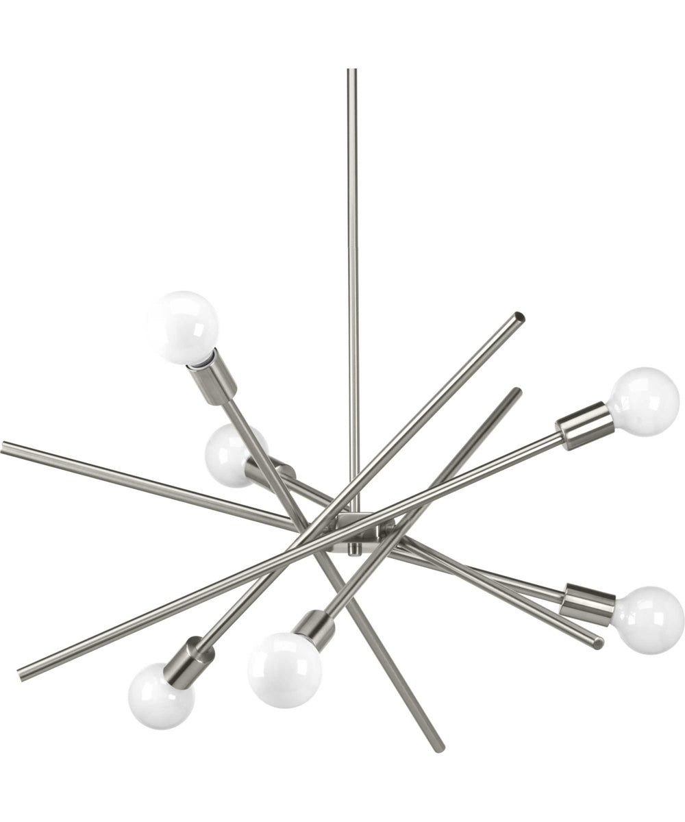 Astra 6-Light Mid-Century Modern Chandelier Light Brushed Nickel