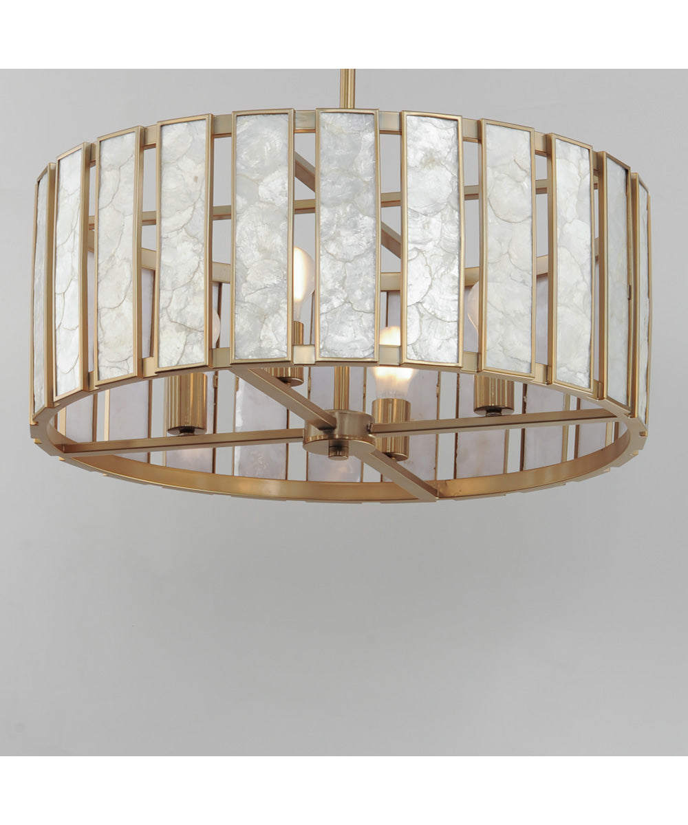 Miramar 4-Light Pendant Capiz / Natural Aged Brass
