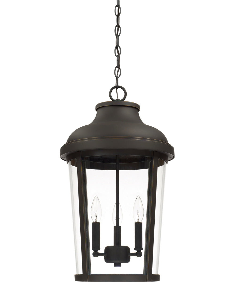 Dunbar 3-Light Outdoor Hanging Rain or Shine - Oiled Bronze with Clear Glass