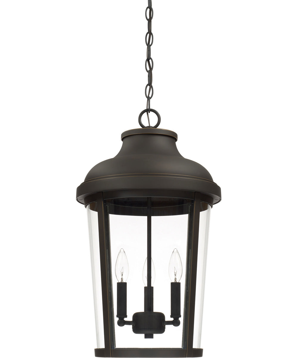 Dunbar 3-Light Outdoor Hanging In Oiled Bronze With Clear Glass