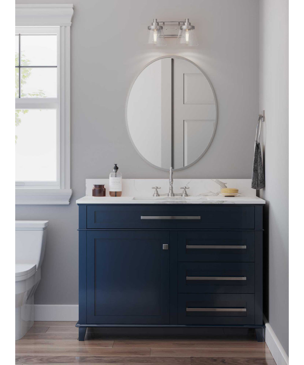 Hinton 2-Light Clear Seeded Glass Farmhouse Bath Vanity Light Brushed Nickel