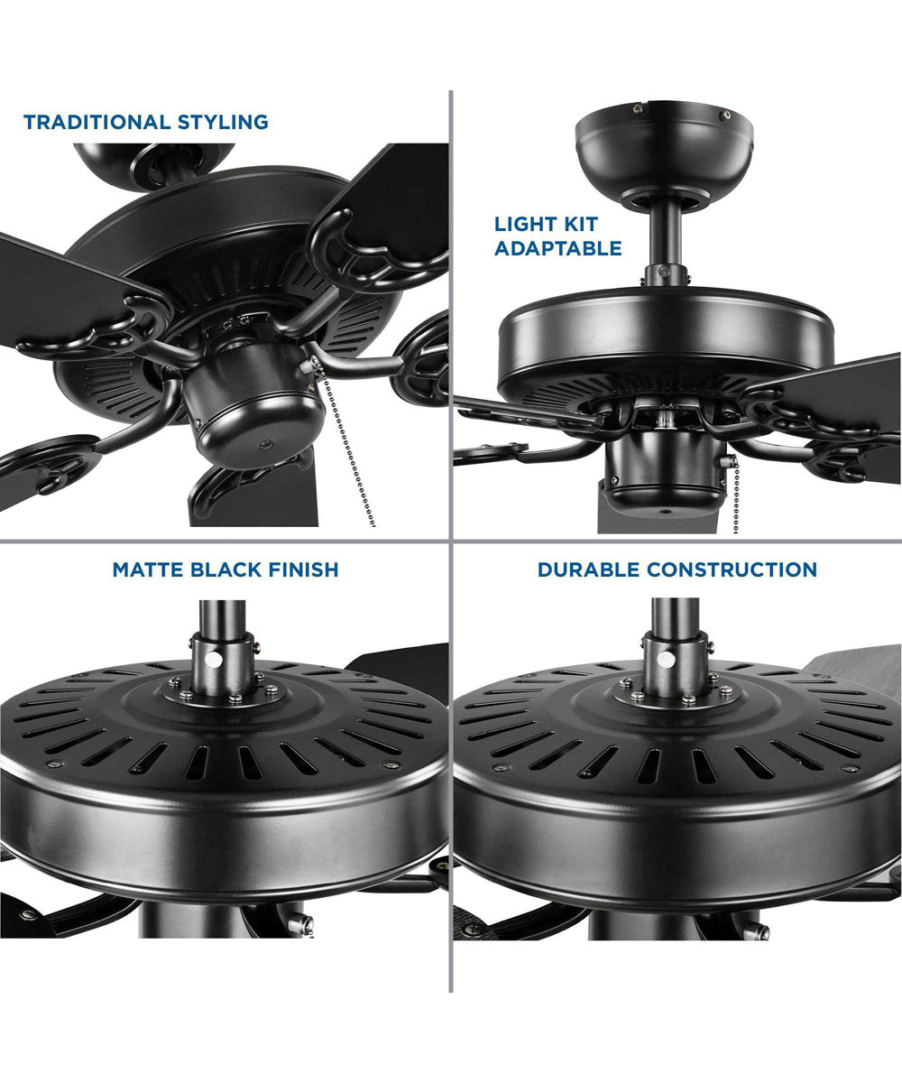 AirPro Energy Star-Rated 52-Inch 5-Blade Traditional Ceiling Fan Matte Black