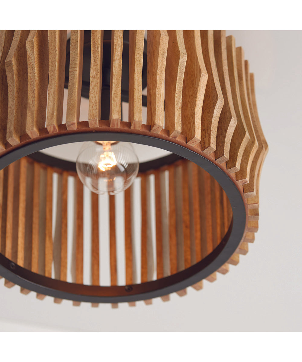 Archer 1-Light Semi-Flush Light Wood and Matte Black