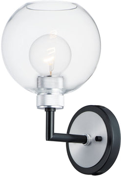 7"W Vessel 1-Light Wall Sconce Black / Brushed Aluminum