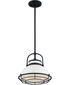 12"W Upton 1-Light Pendant Gloss White / Black Accents