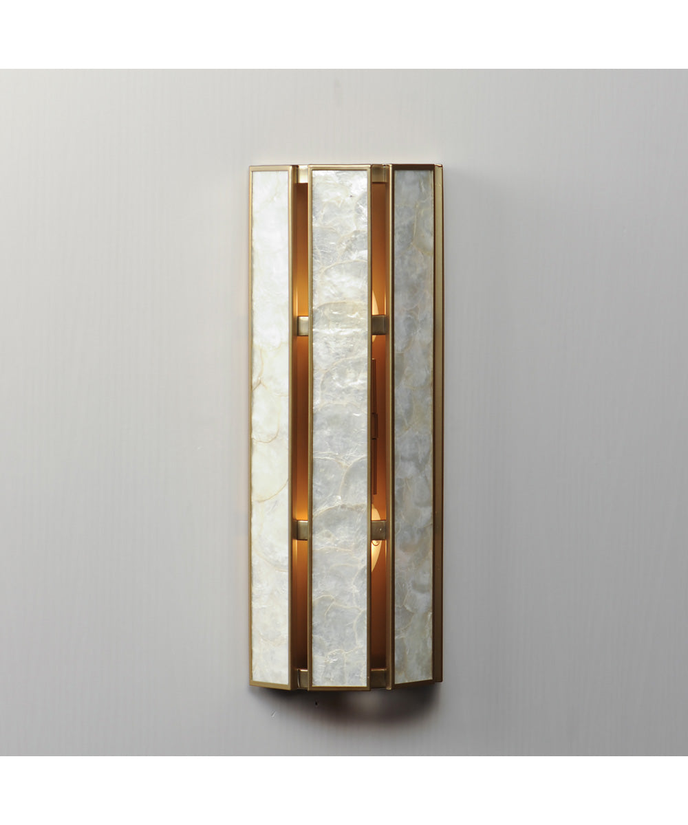Miramar 2-Light Wall Sconce Capiz / Natural Aged Brass