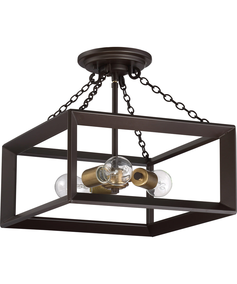 Brook Hall Medium 3-light Semi Flush Mount Western Bronze