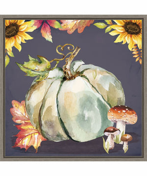 Framed Mushrooms and Pumpkin by Art Nd Canvas Wall Art Print (22  W x 22  H), Sylvie Greywash Frame