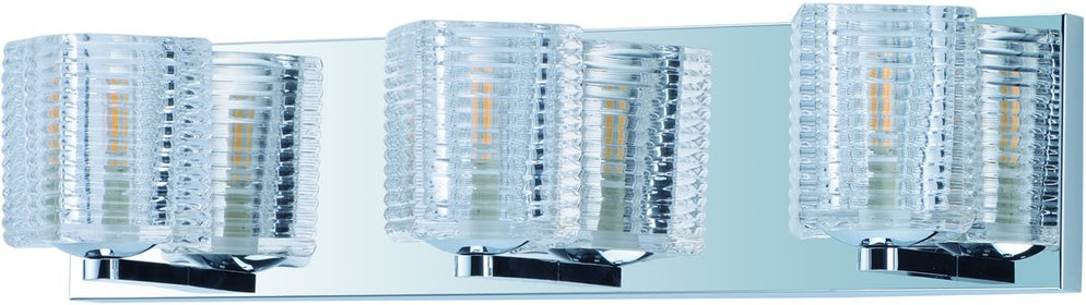 21"W Groove LED 3-Light Bath Vanity Polished Chrome