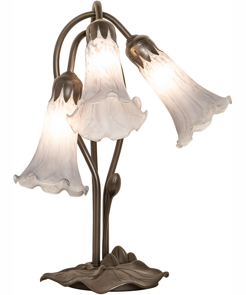 16" High Gray Tiffany Pond Lily 3 Light Accent Lamp