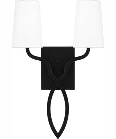 Quoizel Wood Small 2-light Wall Sconce Matte Black