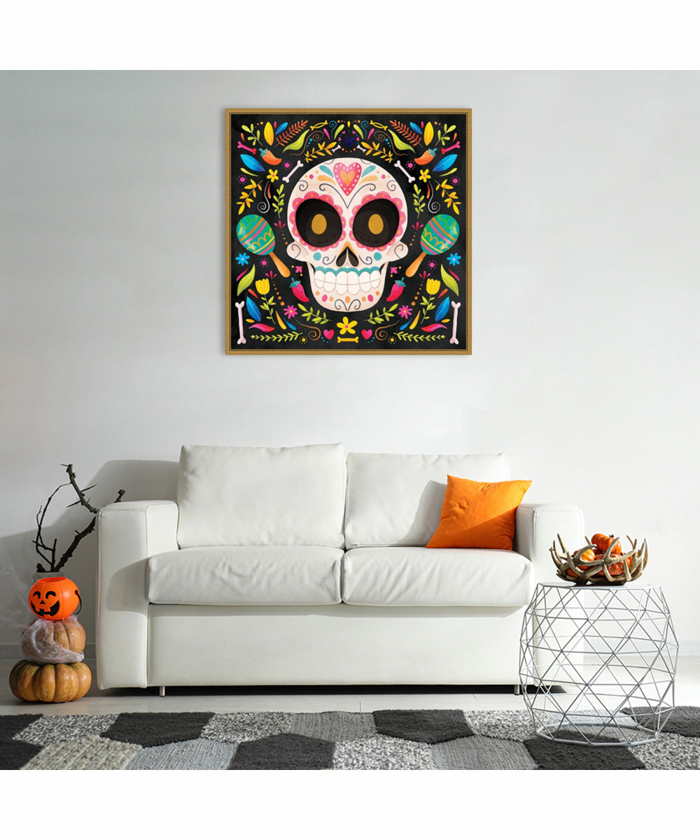 Framed Day of the Dead IV by Art Nd Canvas Wall Art Print (30  W x 30  H), Sylvie Gold Frame