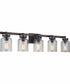 Foxwood 5-Light Vanity Flat Black/Dark Teak