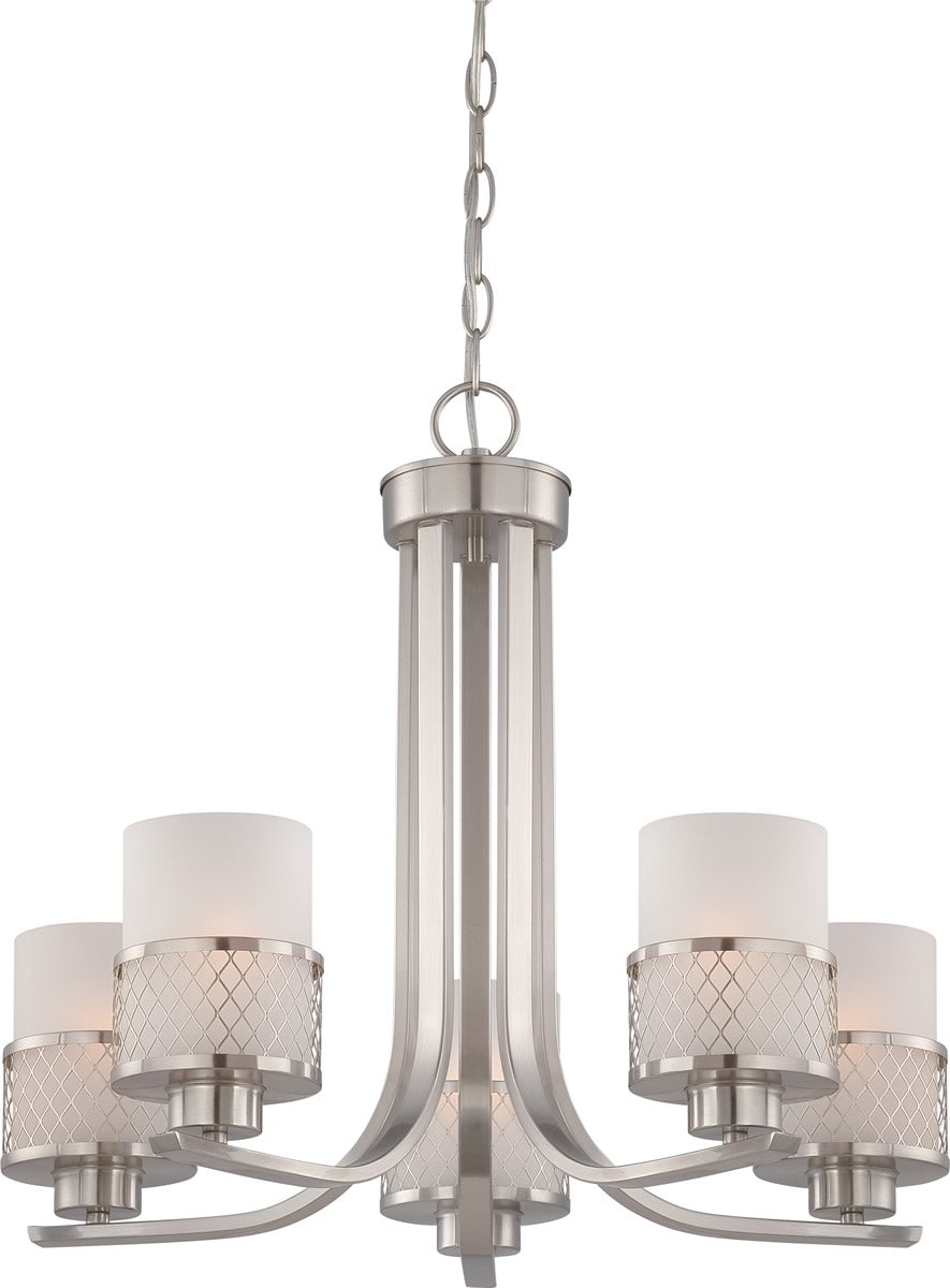 22"W Fusion 5-Light Chandelier Brushed Nickel