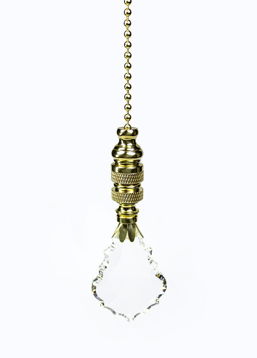 Crystal Gothic Cross Ceiling Fan Pull, 2.75"h with 12" Polished Brass Chain