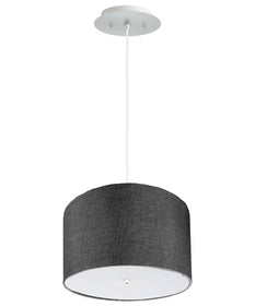 14" W 2 Light Pendant Granite Gray Shade with Diffuser, White Cord