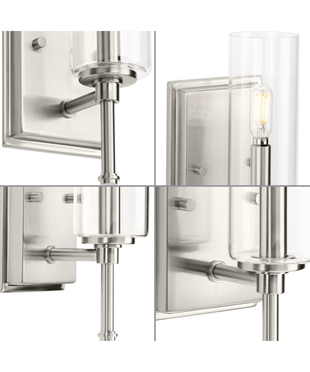 Elara 1-Light New Traditional Clear Glass Bath Vanity Light Brushed Nickel