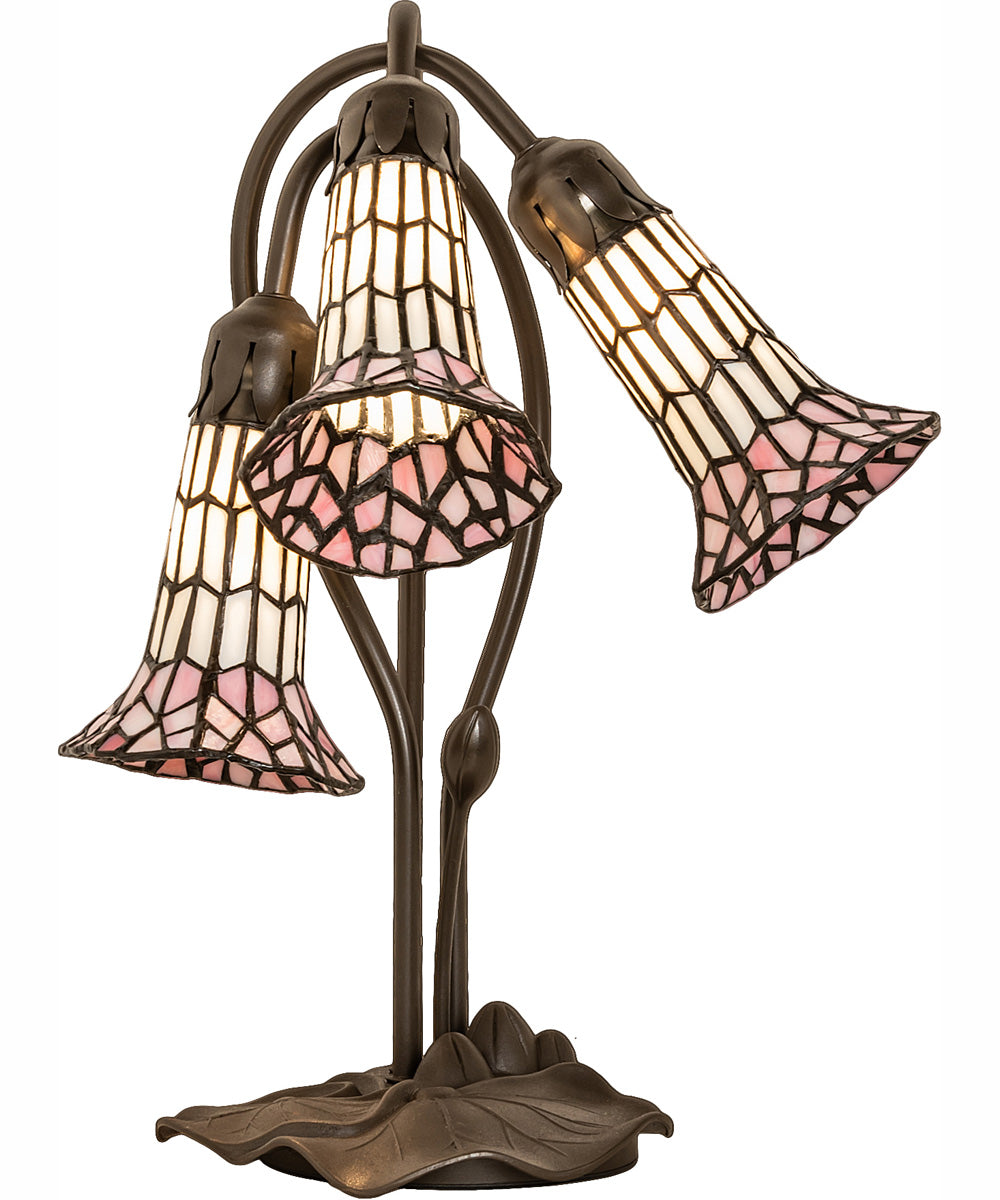 16" High Stained Glass Pond Lily 3 Light Accent Lamp