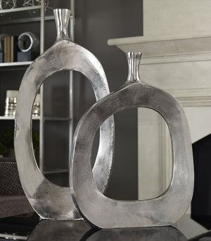 30"H Cierra Aluminum Vases Set of 2