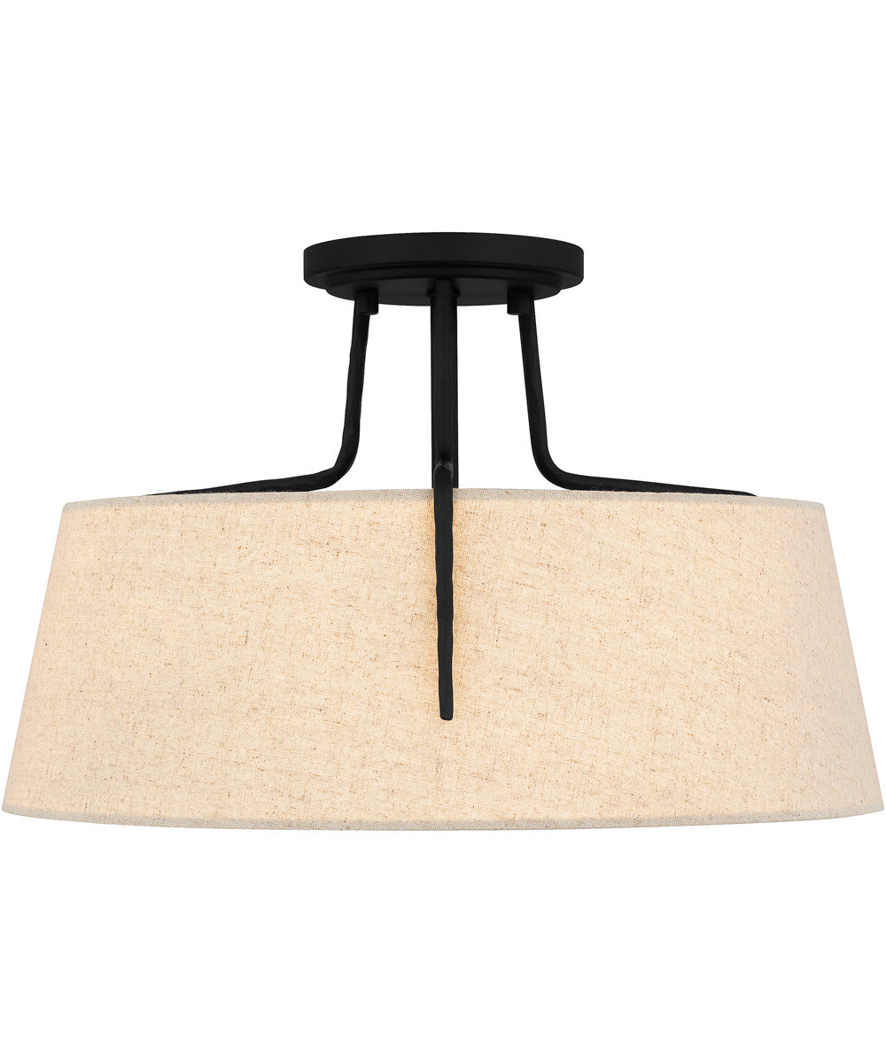 Leona 3-light Semi Flush Mount Matte Black