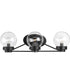 Spatial 3-Light Clear Glass Global Bath Vanity Light Matte Black