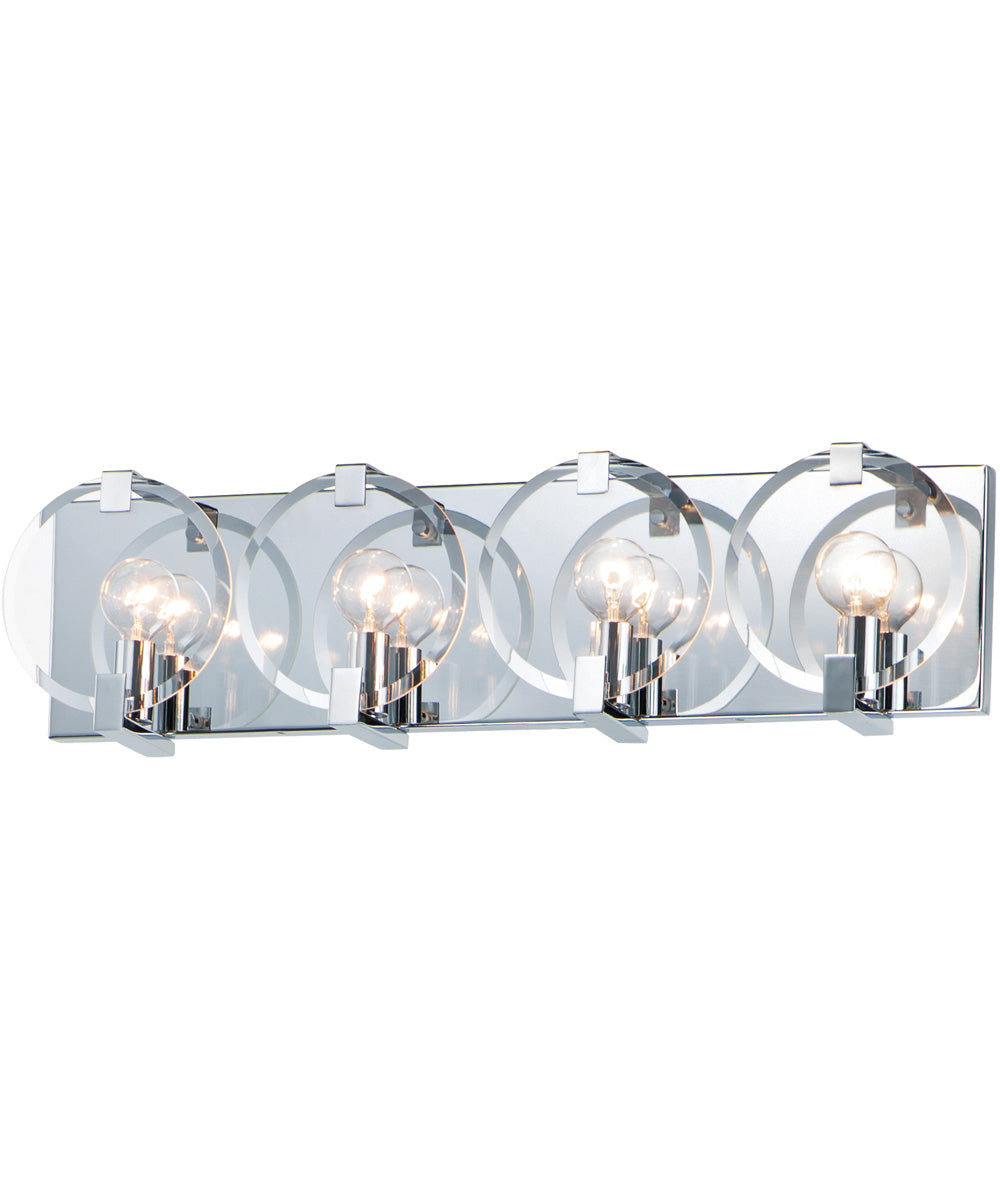 25"W Looking Glass 4-Light Wall Sconce Polished Chrome