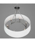 Cherish 6-Light White Linen Shade Coastal Chandelier Light Brushed Nickel