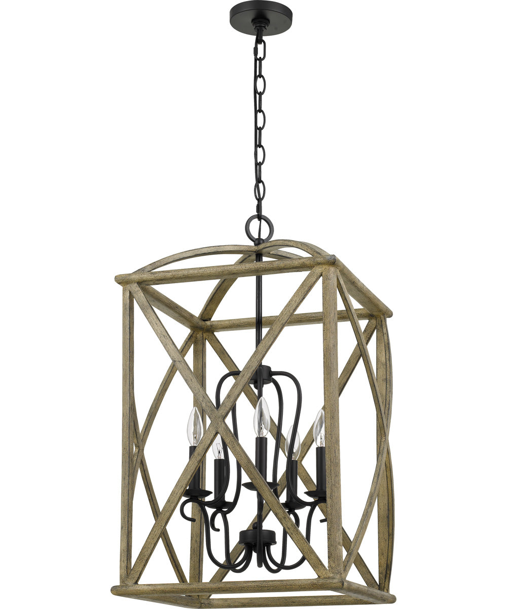 Woodhaven 5-light Pendant Distressed Weathered Oak