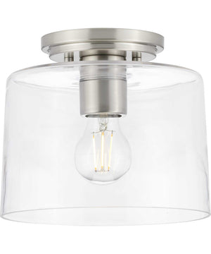 Adley  1-Light Clear Glass New Traditional Flush Mount Light Brushed Nickel