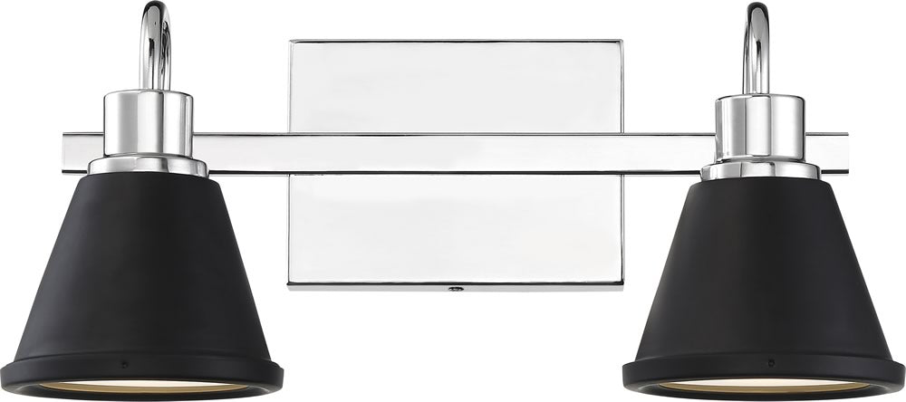 16"W Bette 2-Light LED Vanity & Wall Polished Nickel / Matte Black