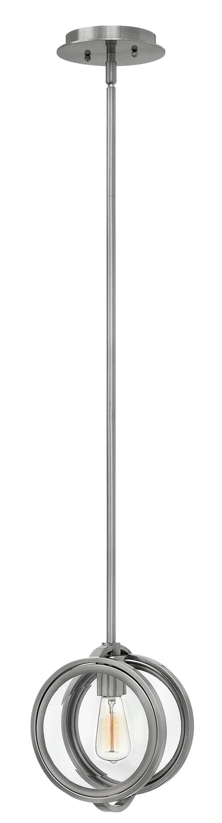 8"W Fulham 1-Light Pendant in Polished Antique Nickel